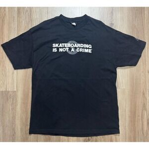 Y2K NHS‎ SKATEBOARDING Is Not A Crime Black T Shirt Size XL